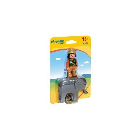 Playmobil 123: Cuidador con Elefante-ChicosconEstilo-Para construir